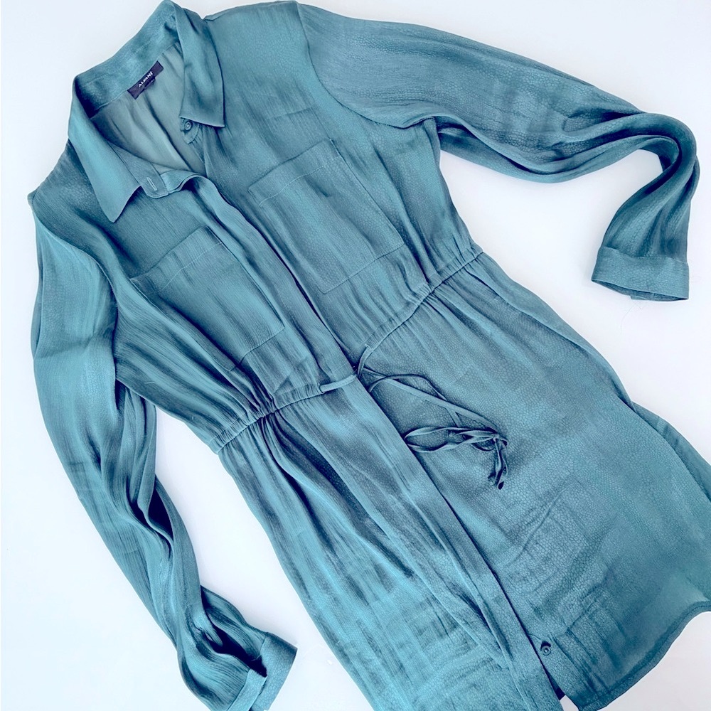 Alfani Teal Long-Sleeve Drawstring Blouse